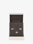 Jon Richard Bow Pendant Necklace and Stud Earrings Set, Silver