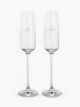 Dartington Crystal Elevate Mr & Mrs Engraved Champagne Glass Flutes, Set of 2, 170ml, Clear