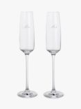Dartington Crystal Elevate Mrs & Mrs Engraved Champagne Glass Flutes, Set of 2, 170ml, Clear