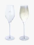 Dartington Crystal Wine & Bar Mrs & Mrs Engraved Prosecco Glass Flutes, Set of 2, 260ml, Clear