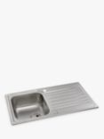Abode Connekt Single Bowl Inset Kitchen Sink & Drainer, Stainless Steel