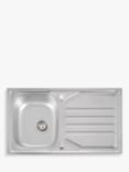 Abode Mikro Compact Single Bowl Inset Kitchen Sink & Drainer, Stainless Steel