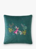 Sara Miller Woodland Tales Dancing Rabbits Cushion, Green