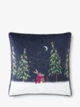 Sara Miller Woodland Tales Moonlit Rabbits Cushion, Blue