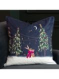 Sara Miller Woodland Tales Moonlit Rabbits Cushion, Blue