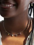 Dinny Hall Semi-Precious Charm Drop Chain Necklace, Silver