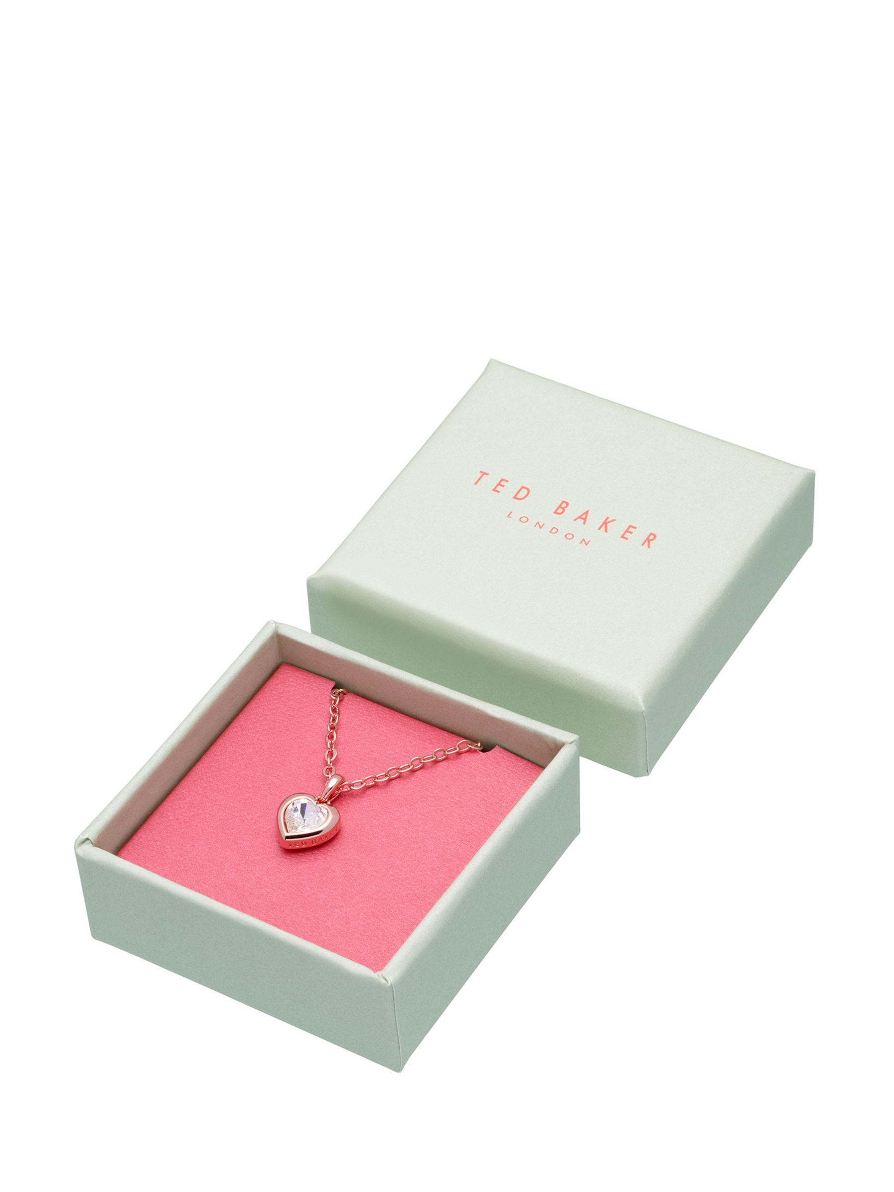 Ted Baker Hannela Crystal Heart Pendant Necklace, Rose Gold