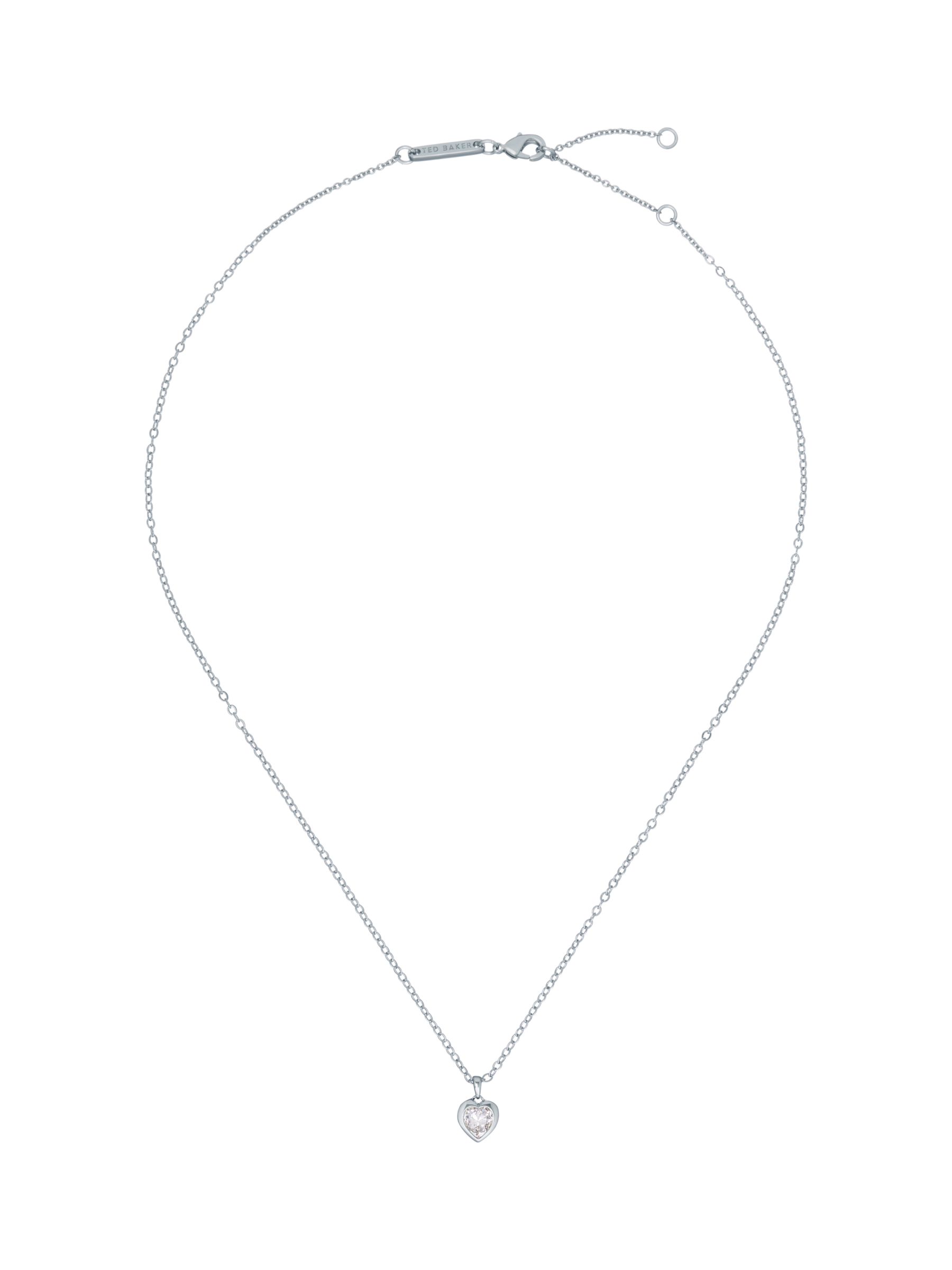 Ted Baker Hannela Crystal Heart Pendant Necklace, Silver