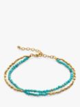 Monica Vinader Nugget Turquoise and Rice Bead Layered Bracelet, Gold