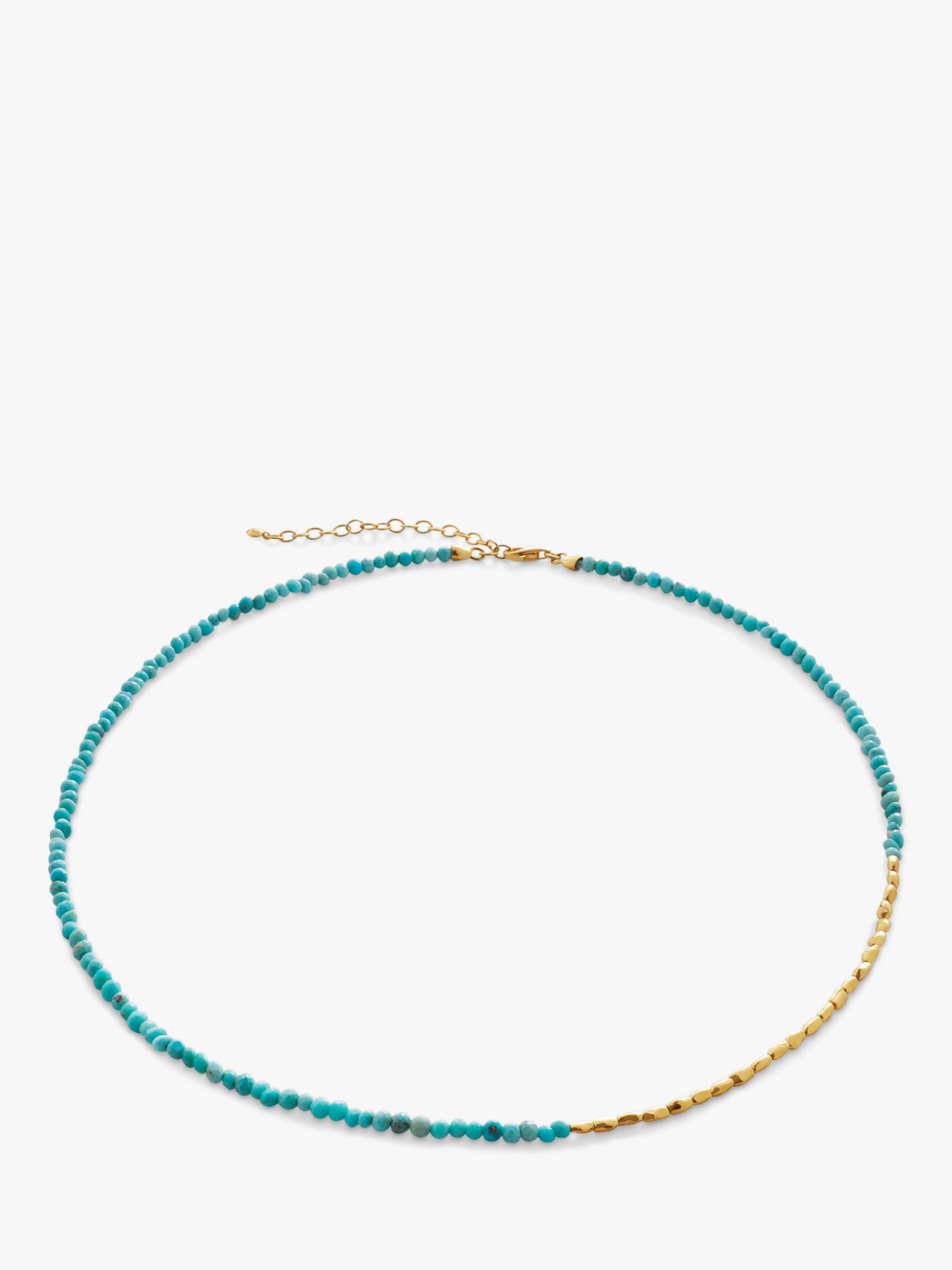 Monica Vinader Nugget Turquoise and Rice Bead Necklace, Gold