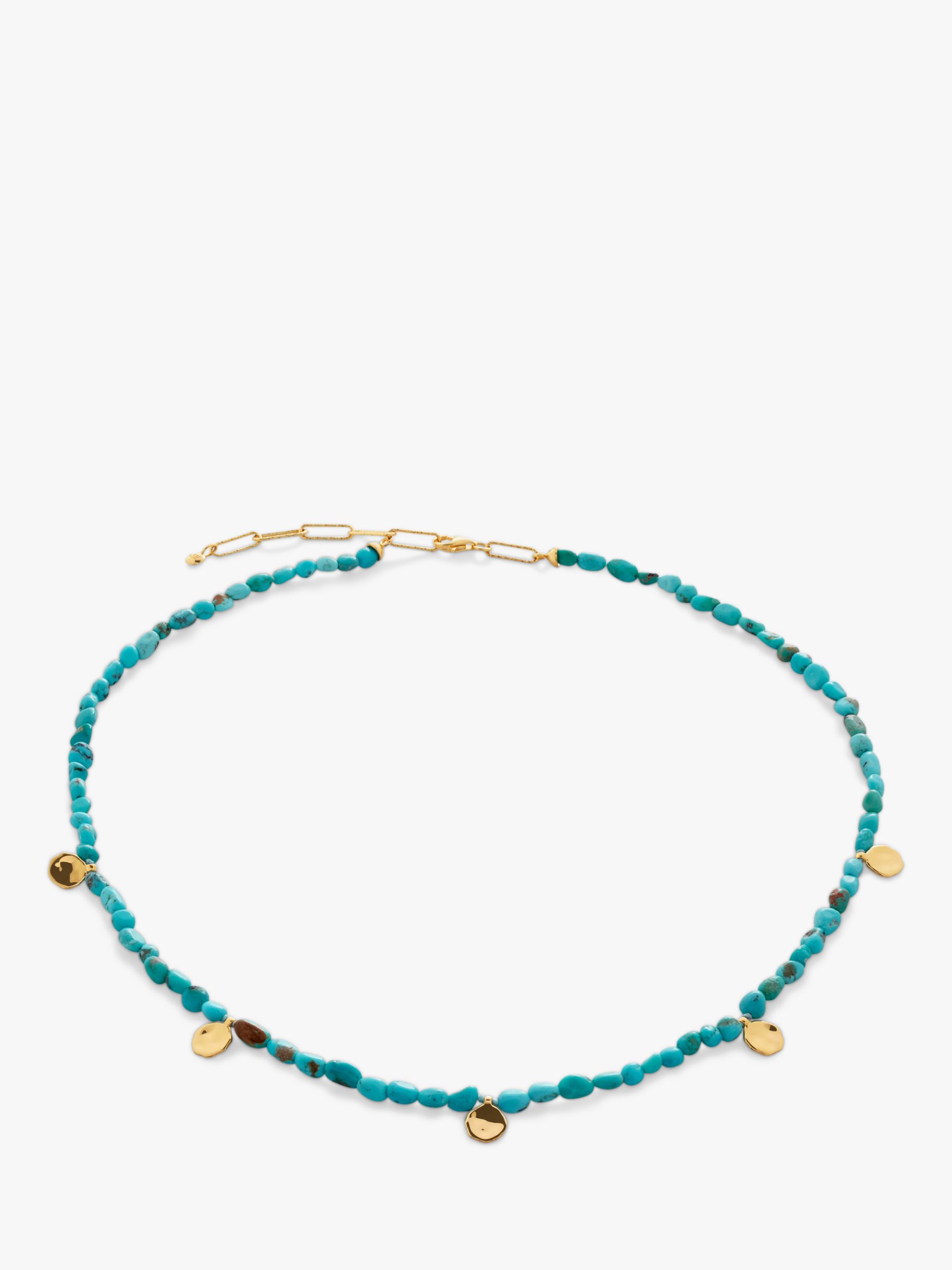 Monica Vinader Rio Turquoise Beaded Necklace, Gold