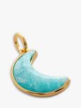 Monica Vinader Crescent Moon Amazonite Pendant Charm, Gold