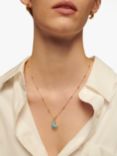 Monica Vinader Crescent Moon Amazonite Pendant Charm, Gold