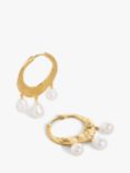 Monica Vinader Capri Gold Vermeil Baroque Pearl Medium Hoop Earrings