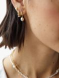 Astley Clarke Pearl Drop Hoop Earrings, Gold