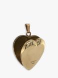 Vintage Fine Jewellery Second Hand 9ct Yellow Gold Half Engraved Heart Locket, Dated Birmingham 1975