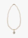 Eclectica Vintage Crystal Pendant and Faux Pearl Collar Necklace
