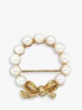 Vintage Fine Jewellery Second Hand 9ct Yellow Gold Pearl Circle Brooch, Dated London 1994