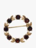 Vintage Fine Jewellery Second Hand 9ct Yellow Gold Garnet Circle Brooch, Dated London 1971