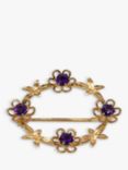 Vintage Fine Jewellery Second Hand 9ct Yellow Gold Amethyst Oval Brooch