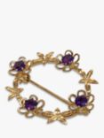 Vintage Fine Jewellery Second Hand 9ct Yellow Gold Amethyst Oval Brooch