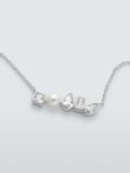 Lido Mixed Shape Cubic Zirconia and Freshwater Pearl Pendant Necklace, Silver