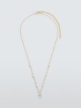 Lido Cubic Zirconia and Freshwater Pearl Station Necklace, Gold