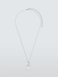 Lido Teardrop Cubic Zirconia & Freshwater Pearl Pendant Necklace, Silver