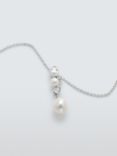 Lido Teardrop Cubic Zirconia & Freshwater Pearl Pendant Necklace, Silver