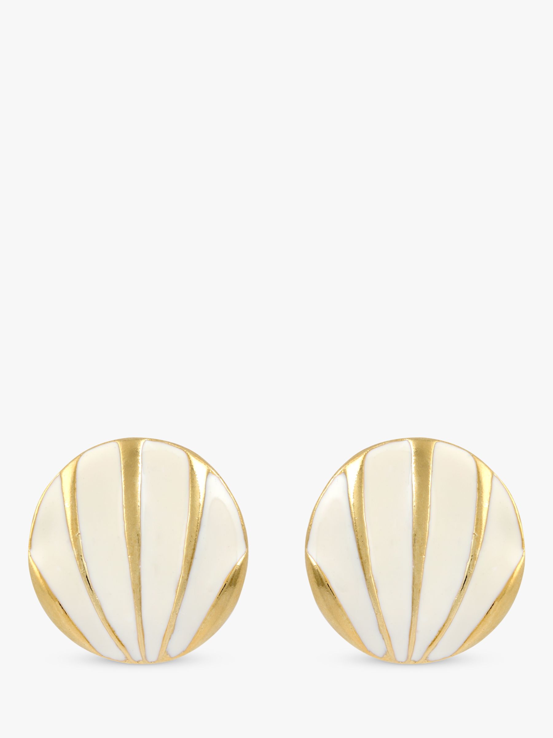 Eclectica Pre-Loved Found Collection Enamel Shell Clip-On Earrings, Dated Circa 1980s