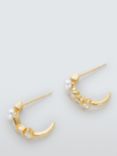 Lido Mixed Shape Cubic Zirconia and Freshwater Pearl Demi-Hoop Earrings, Gold