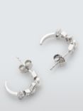 Lido Mixed Shape Cubic Zirconia and Freshwater Pearl Demi-Hoop Earrings, Silver