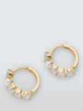 Lido Cubic Zirconia and Freshwater Pearl Huggie Hoop Earrings, Gold