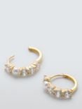 Lido Cubic Zirconia and Freshwater Pearl Huggie Hoop Earrings, Gold