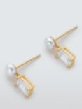 Lido Freshwater Pearl and Baguette Cubic Zirconia Drop Earrings, Gold