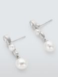 Lido Teardrop Cubic Zirconia & Freshwater Pearl Drop Earrings, Silver