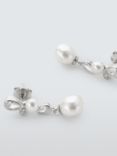 Lido Teardrop Cubic Zirconia & Freshwater Pearl Drop Earrings, Silver