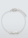 Lido Mixed Shape Cubic Zirconia and Freshwater Pearl Chain Bracelet, Silver