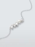 Lido Mixed Shape Cubic Zirconia and Freshwater Pearl Chain Bracelet, Silver