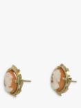 Vintage Fine Jewellery Second Hand 9ct Yellow Gold Cameo Stud Earrings, Dated Birmingham 1958
