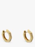 Vintage Fine Jewellery Second Hand 14ct Yellow Gold and Diamond Octagonal Hoop Earrings