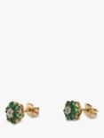 Vintage Fine Jewellery Second Hand 9ct Yellow & White Gold, Emerald Diamond Cluster Stud Earrings