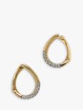 Vintage Fine Jewellery Second Hand 9ct Yellow & White Gold Pave Diamond Set Hoop Earrings