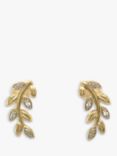 Vintage Fine Jewellery Second Hand 9ct Yellow & White Gold Diamond Leaf Stud Earrings