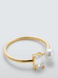 Lido Freshwater Pearl and Baguette Cubic Zirconia Adjustable Ring, Gold