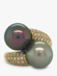 Vintage Fine Jewellery Second Hand 18ct Yellow Gold Diamond with South Sea Tahitian Cultured Pearls Ring