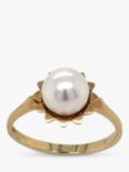 Vintage Fine Jewellery Second Hand 9ct Yellow Gold Cultured Pearl Ring, Dated 2006