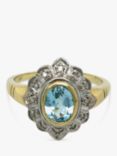 Vintage Fine Jewellery Second Hand 14ct Yellow and White Gold Diamond with Topaz Cluster Ring