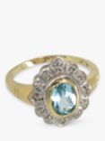Vintage Fine Jewellery Second Hand 14ct Yellow and White Gold Diamond with Topaz Cluster Ring