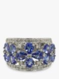 Vintage Fine Jewellery Second Hand 14ct White Gold with Tanzanite Wide Band Ring
